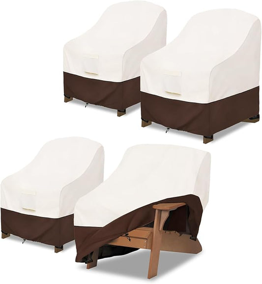 Adirondack Chair Cover 4 Pack,Waterproof Heavy Duty Patio Furniture Covers,Patio Adirondack Chair Covers for Outdoor Chairs(35 W x 37 D x 36 H inches) Beige & Brown
