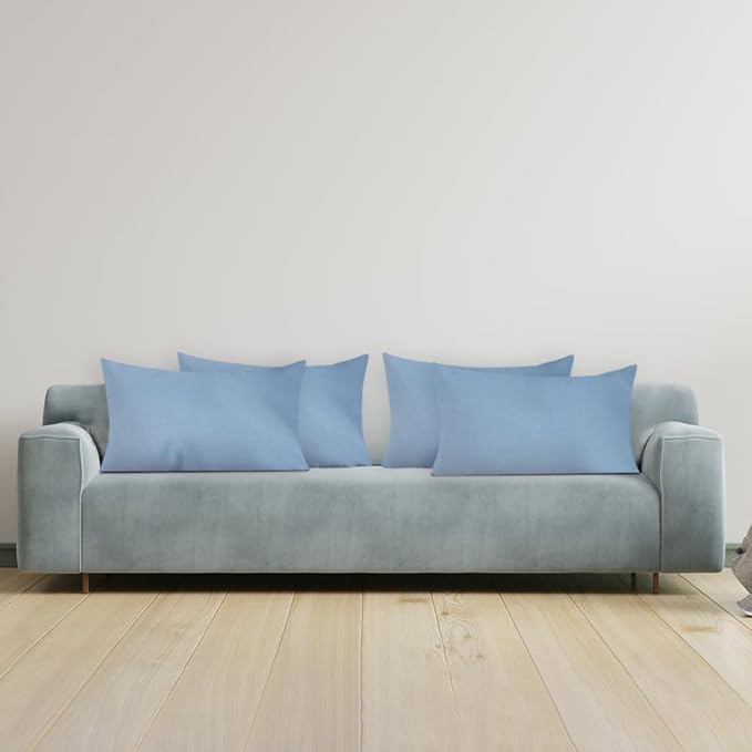 Covers & All Premium Square Throw Pillow Inserts with Covers Set of 4, 16 x 24 Inches Sky Blue, Decorative Cushions for Couch Sofa Home Decor Office Travel UV Resistant Waterproof Soft Cushions