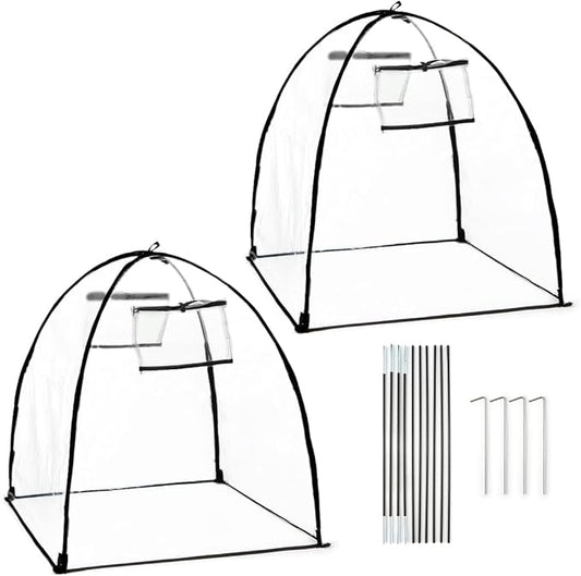 Plant Covers Freeze Protection, Clear Outdoor Garden Frost Cover, Plant Protectors from Animals, Garden cloches for Plants, Potted Fruit min Greenhouse(Transparent,2-Pack)