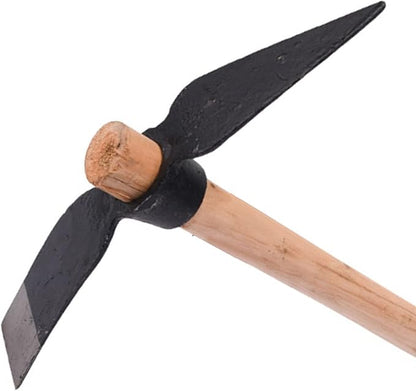 Garden Pick Mattock Hoe, 15.7" High Carbon Steel Dual-Use Tool with Wood Handle for Digging Weeding Soil Cultivation Gardening Farming‌