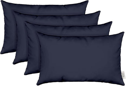 RSH DECOR: Sunbrella Lumbar Throw Pillows Set of 4 | 20" x 12" | Water and Fade-Resistant Performance Fabric | Outdoor Pillow Covers with Down-Alternative Inserts | Canvas Navy Blue