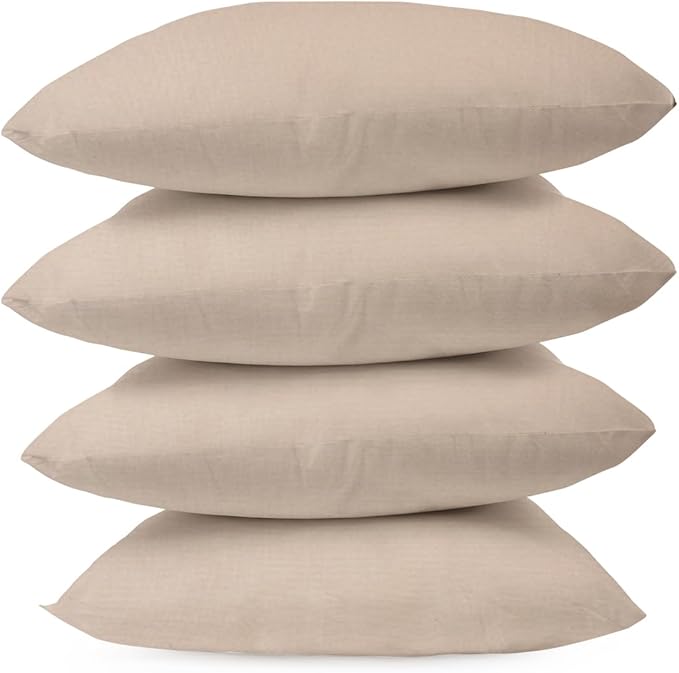 Covers & All Premium Square Throw Pillow Inserts with Covers Set of 4, 26 x 26 Inches Beige, Decorative Cushions for Couch Sofa Home Decor Office Travel UV Resistant Waterproof Soft Cushions Pillows
