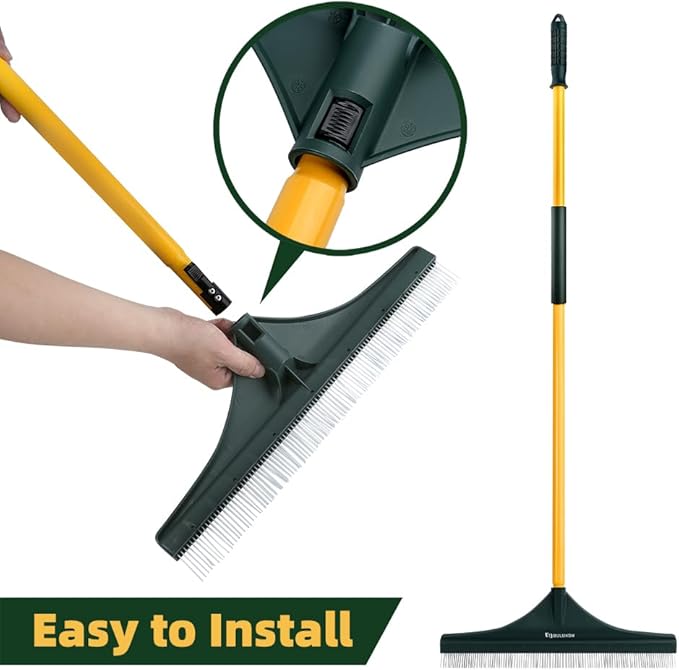 Artificial Turf Rake, 55" Long Whole-Piece Pole No Broke Design - Garden Hand Broom Rake for Easy Quick Remove Leaves, Debris, Shrubs, Pet Hairs.. from Turf, Lawn, Synthetic Grass, Carpet