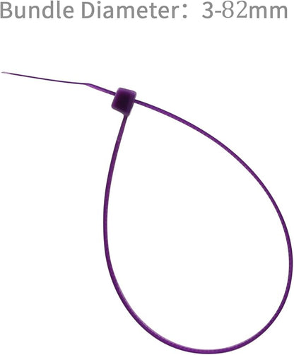XINGO 100PCS Cable Zip Ties Heavy Duty, Premium Nylon Plastic Wire Ties with 50 Pounds Tensile Strength, Self-Locking Black Nylon Zip Ties for Indoor and Outdoor (12 inch, Purple)
