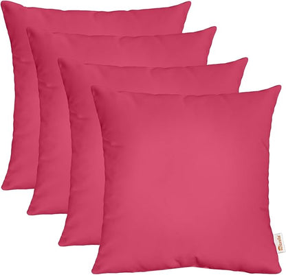 RSH DECOR: Sunbrella Square Throw Pillows Set of 4 | 17" x 17" | Water and Fade-Resistant Performance Fabric | Outdoor Pillow Covers with Down-Alternative Inserts | Made in USA (Canvas Hot Pink)