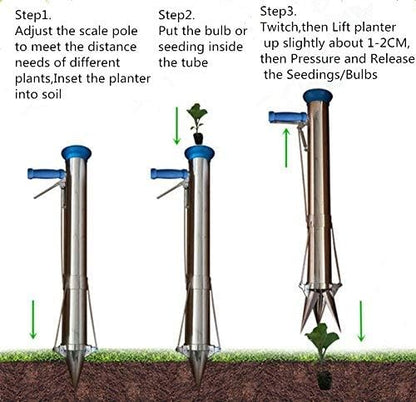 Long Handled Bulb Planter Tools and Vegetable Seedling Tool Manual Plant Transplanter Bulb Planter