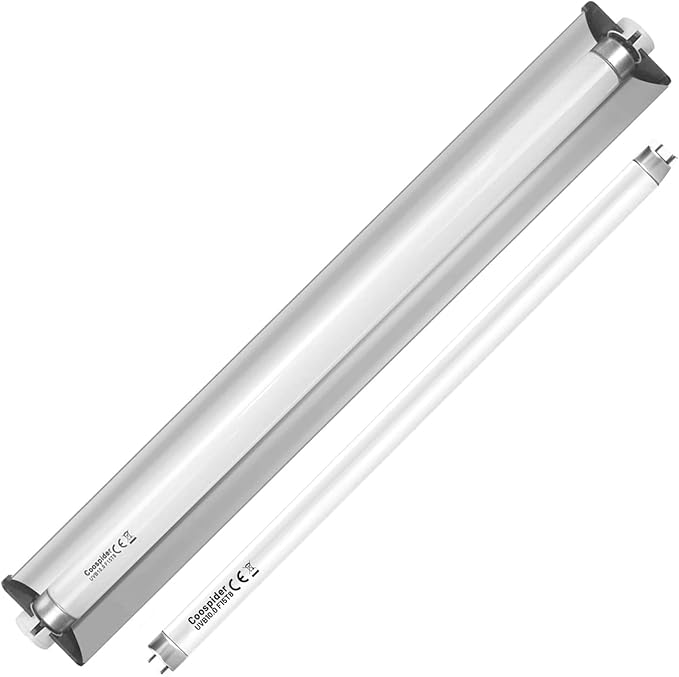 Hypool T8 Strip UVB UVA Reptile Lighting Fixture with 18-Inch 15 Watt UVB 10.0 Fluorescent Bulb Combo Kit, 10-Percent UVB Desert Pet Habitat Light for Reptiles Amphibian, 1 Pack, White