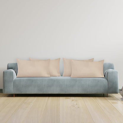 Covers & All Premium Square Throw Pillow Inserts with Covers Set of 4, 12 x 20 Inches Beige, Decorative Cushions for Couch Sofa Home Decor Office Travel UV Resistant Waterproof Soft Cushions Pillows