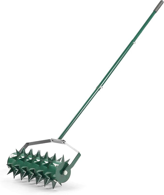 Outvita 60’’ Rolling Lawn Aerator, Heavy Duty Manual Aerator Lawn Tool for Garden Yard Patio with W-Shaped Blades ＆ 49" Handle (Green)