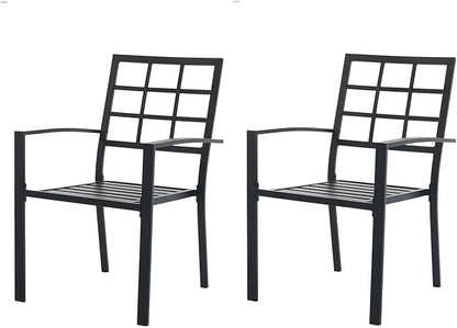Outdoor Dining Chairs Set of 2, Aluminum Frame Stackable Patio Dining Chairs with Armrest, Wrought Iron Patio Bistro Chairs for Lawn, Backyard, Garden, Porch