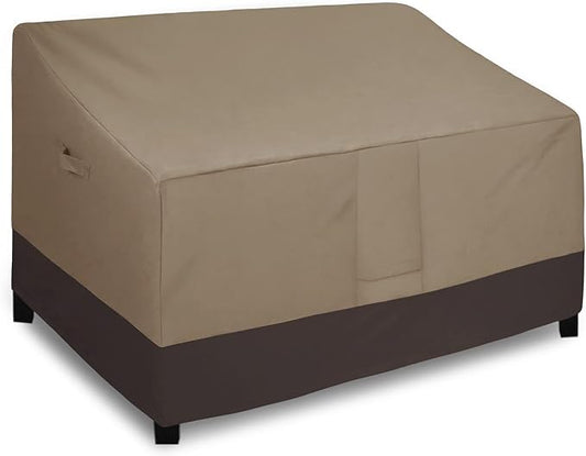 Easy-Going Waterproof Outdoor Couch Cover, Heavy Duty 3-Seater Patio Sofa Cover, Winchdproof Outdoor Furniture Cover with Air Vent (80Wx37Dx33H inch, Camel/Dark Brown)