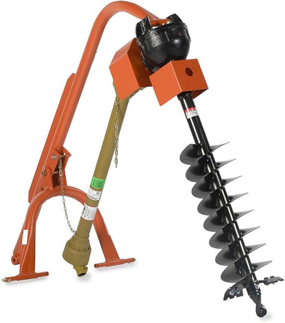Titan Attachments 60 HP 3 Point Post Hole Digger with 9" Auger Attachment, Fits Cat 1 Tractors for Fence Post Holes, Deck Installation