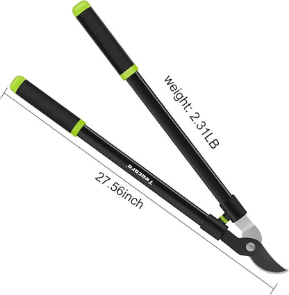 28" Garden Bypass Lopper with Steel Blade, Tree Trimmer Branch Cutter for 1.5’’ Cutting Capacity