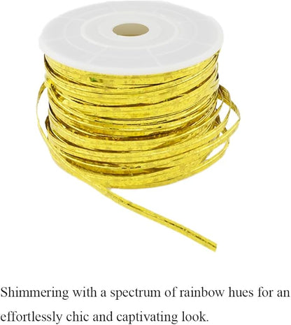 HAHIYO 100Yards/300Feet/91M Holographic Gold Metal Twist Ties Bread Candy Coffee Bag Ties Plant Garden Twist Ties for Cellophane Treat Bags Gift Wraping Bags Plastic Bags Party Cake Present Art Crafts