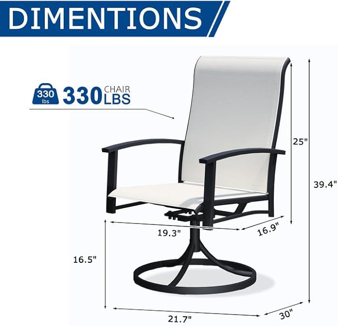 Patio Swivel Chairs Set of 4, Outdoor Swivel Chairs with Armrest, High Back Patio Chair with Metal Frame, All-Weather Outdoor Dining Chair for Deck, Porch and Lawn, Oyster Beige
