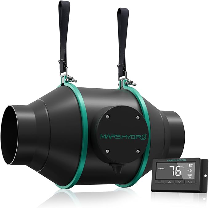 MARS HYDRO 4 Inch Inline Duct Fan with Temp Controller, Exhaust Fan for Grow Tents, Hydroponics