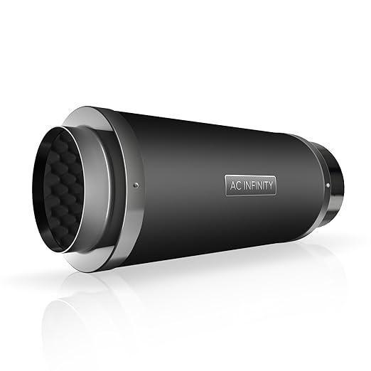 AC Infinity Inline Duct Fan Silencer, 8" Noise Reduction Muffler Blower Silencer for Indoor Hydroponics Grow Tent Ventilation Systems