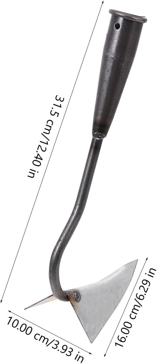 DOITOOL Iron Triangle Garden Hoe 12.4 Inch Weeding Hoe Stainless Steel Blade Manual Weeder Garden Tool for Weeding Gardening Loosening Edging Cultivating Farm