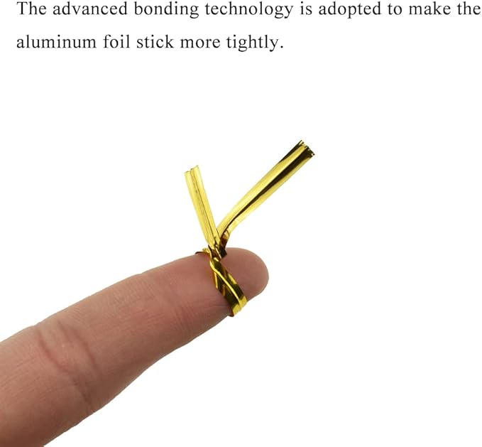 HAHIYO 300Pcs 4 inches Gold Metal Twist Ties Bread Candy Coffee Bag Ties Plant Garden Twist Ties for Cellophane Treat Bags Gift Wraping Bags Plastic Bags Halloween Party Cake Present Art Crafts