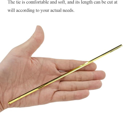 HAHIYO 300Pcs 8inches Gold Metal Twist Ties Bread Candy Coffee Bag Ties Plant Garden Twist Ties for Cellophane Treat Bags Gift Wraping Bags Plastic Bags Halloween Party Cake Present Art Crafts