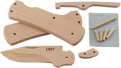 CRKT Nathan's Knife Kit: Wooden Pocket Knife, Drop Point Blade Design with Working Lock Back, Craft Project, Great for Kids 1032, Black