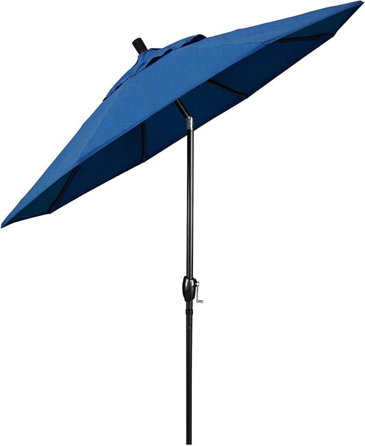 California Umbrella 9' Rd Pacific Trail Series Aluminum Patio Umbrella, Crank Lift, Push Button Tilt, Black Finish, Sunbrella Regatta Fabric