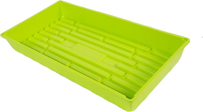 SUNPACK 10" x 20" Mega Plastic Seed Starting Tray, Lime Green, 2.5" (Pack of 30) - No Drainage Holes, Ideal for Greenhouses or Indoor Gardening - Made of Thick, Strong Plastic
