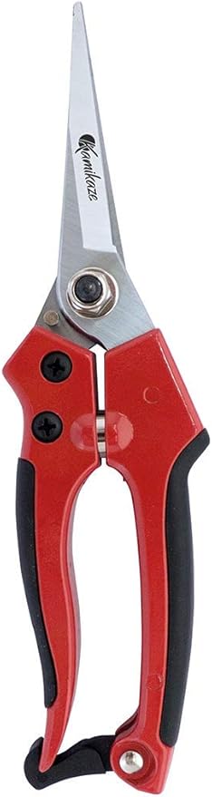Kamikaze KM13 Single Hand Pruning Shears - Semi Professional - 25 mm Ø Curved Scissors - Gardening Scissors - Steel Handles - With Case (Straight Blade 15 mm)