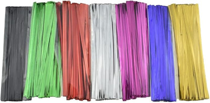 HAHIYO 700Pcs 4 inches 7 Colors Metal Twist Ties Bread Candy Coffee Bag Ties Plant Garden Twist Ties for Cellophane Treat Bags Gift Wraping Bags Plastic Bags Halloween Party Cake Present Art Crafts