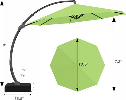 7 Piece Patio Dining Set with 11ft Patio Umbrella (Apple Green), 7 Navy Outdoor HDPE Dining Set with 6 Chairs + 1 Large Table, for Market, Pool, Garden, Backyard, Deck