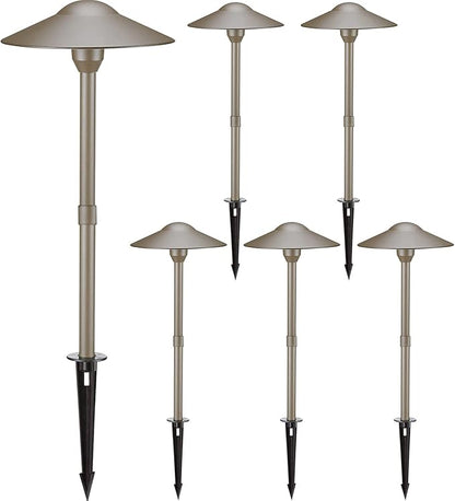 3W LED Landscape Lights Landscape Lighting Low Voltage Outdoor Pathway Lighting Replaceable LED Bulb 3000K Aluminum housing with ABS Ground Stake for Yard Patio Driveway Bronze, Pack of 6