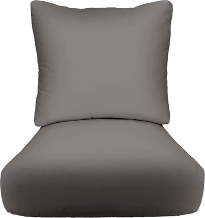 RSH DECOR: Deep Seating Cushion with Pillow Back | 23” x 26” Seat | All-Weather Spun Fabric | Water and Fade-Resistant | Outdoor Chair Cushion Set for Patio Furniture | Charcoal Grey (Gray)