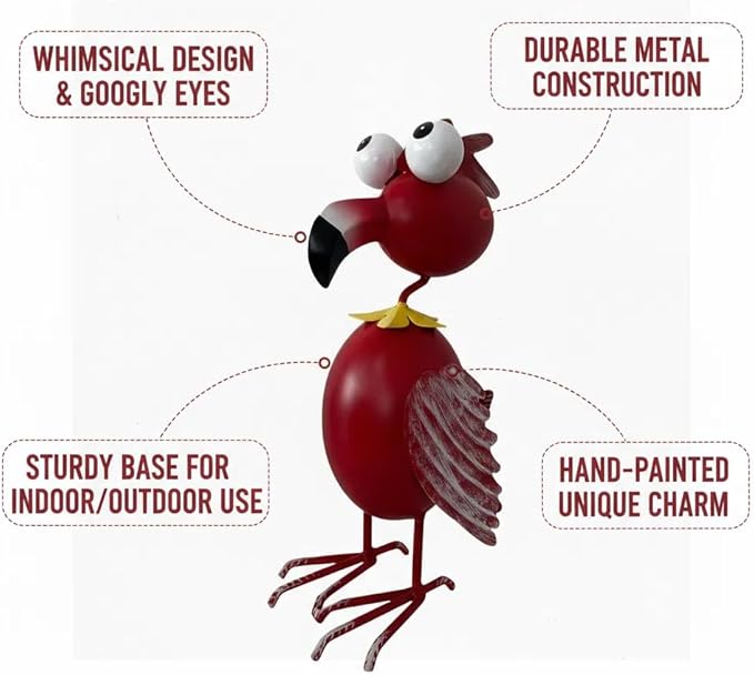 Metal Flamingo Decor Garden Staute Outside - Art Red Flamingos Yard Art Outdoor Garden Sculptures for Patio Backyard Porch Decoration, Gifts for Mom