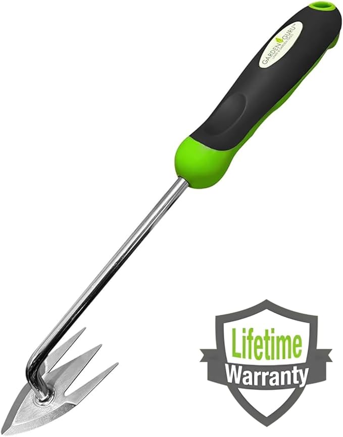 Garden Guru Root Weeder Tool with Ergonomic Handle - Stainless Steel Weed Puller for Planting, Weeding, Flower and Vegetable Care in Lawn Garden Yard | Rust Resistant (4 Pack)