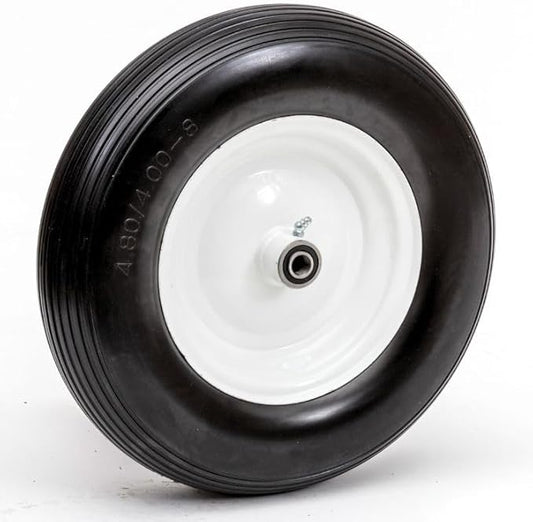 16" Flat Free Wheelbarrow Tire | Replacement Wheel for Wheelbarrow, Trailer, Wagon | Durable Wheel with 4" to 6" Hub | Compatible with 6" Hub with Spacers | 5/8" Bearing | Lapp Wheels