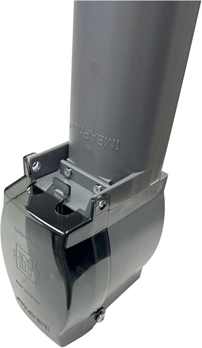 iMBAPrice IMBA-GPD19GR 19.5" Silver Grey Outdoor Power Post Enclosure, Weatherproof in-Use Electrical Outlet Stake for Garden & Landscape Lighting, Built-in Stabilizers Outlet Box with Cover, 1-Pack