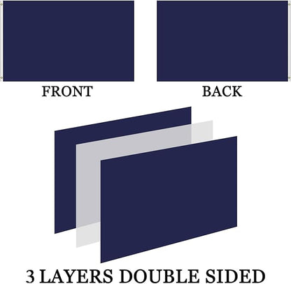 Double Sided Navy Outdoor Flag 4x6- Heavy Duty 3Ply 240D Polyester Vivid Colors- Navy Flag- 4 Rows Stitched and Canvas Header with 2 Brass Grommets