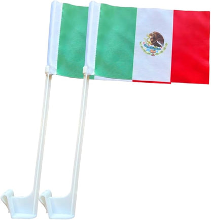 Mexico Car Flag Mexican Pride 2x Small Flag Bandera Mexicana para Carro | MandaFacil | Pair
