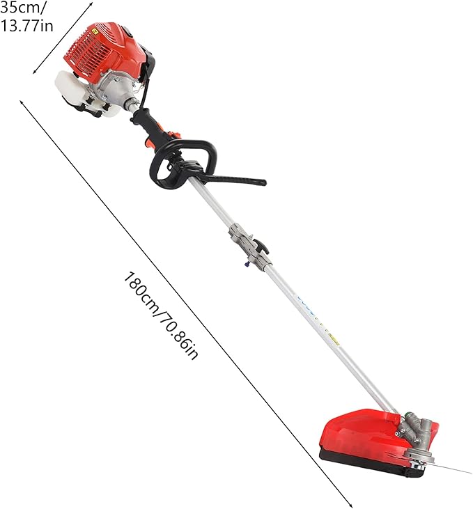 Gas Weed Eater 6 in 1 Hedge Trimmer Grass Trimmer, 52cc 2 Cycle Weed Wacker with Anti-Slip Handle Brush Cutter Garden Tools Edger Lawn Tool Red