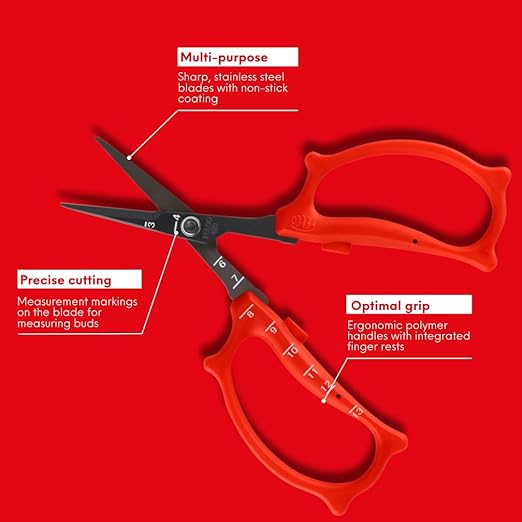 Felco 420 Trimming Scissors – 6.1" Swiss-Made Garden Clippers with Fine Tip & Non-Stick Blade | Pruning Shears for Gardening | Garden Scissors for Plant with Stainless Steel Blade, Built-In Ruler