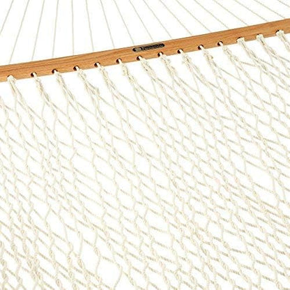 Original Pawleys Island Deluxe Oatmeal DuraCord Rope Hammock – 13 ft. x 65 in, 2-Person, 450 lb Capacity, Oak Spreader Bar, Zinc-Plated Hardware, Handcrafted in The USA