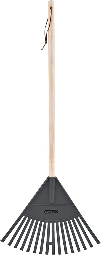 Kids Rake with Hardwood Handle, Durable Plastic Head to Sweep Leaves in Lawn and Tidying Up The Garden, 34" (Grey), 6 Pack