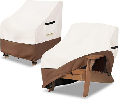 Adirondack Chair Covers 2 Pack,Waterproof Heavy Duty Patio Furniture Cover for Outdoor Chair Size 32 W x 35 D x 36 H inches,Beige & Brown