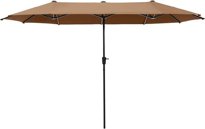 PHI VILLA 13ft Large Patio Umbrellas, Double-Sided Outdoor Market Rectangle Umbrella for Outside, Maillard Brown