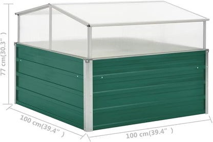 Galvanized Steel Greenhouse, 39.4"x39.4"x30.3", Green