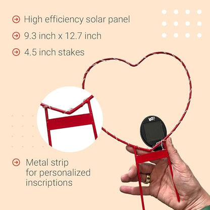 PENDAR'S SIGNS Pink Heart Shaped Solar Outdoor Lights - Solar Decorative Lamps with Stakes for Garden, Yard, Path, or Grave - Landscape Light Decor - Set of 2