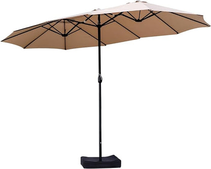 15ft Large Patio Umbrellas with Base Included, Outdoor Double-Sided Rectangle Market Umbrella with Stand, Outside Umbrellas for Poolside Lawn Backyard