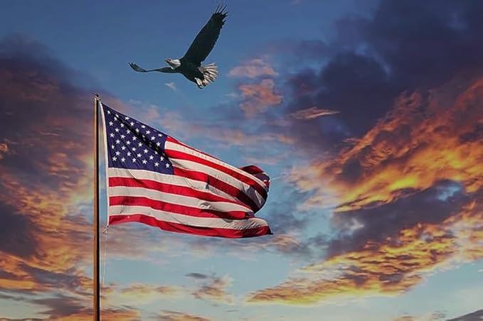 American Flag 6x10ft Long Lasting for Outside, Heavy Duty Nylon, Embroidered Stars, Brass Grommets, Perfect for Outdoor US Flags Show Your Patriotism