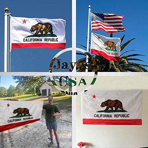 Jayus Double Sided California Republic Sates Flags 3x5 FT Outdoor - Vivid Colors 3Ply Cali CA Bear Flags Banners- Heavy Duty 100% Polyester with 2 Brass Grommets