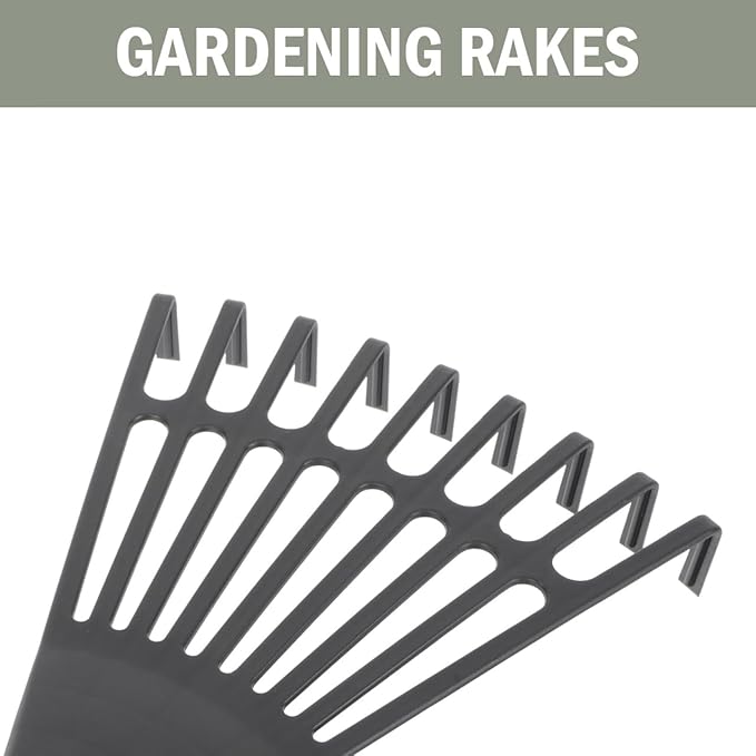 BESPORTBLE 2-Pack Small Hand Rakes - Lightweight Plastic Garden Rakes for Raised Garden Bed, Leaves, Lawns & Tight Spaces, Easy-Grip Ergonomic Handle (No Rust/Bend)